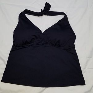 Lands End navy blue halter tankini top